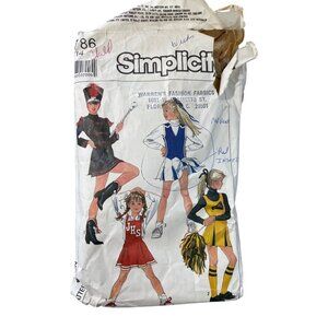 80s Simplicity 8786 Sewing Pattern Size 14 Girls Cheerleader Majorette Retro CUT